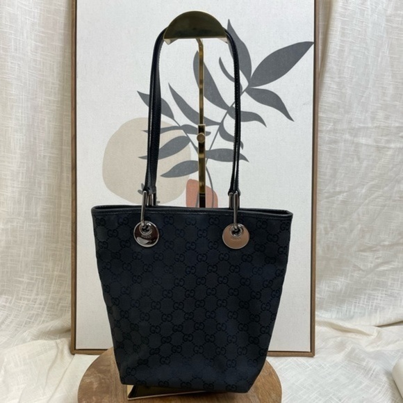 Gucci GG Vintage Logo Eclipse Canvas Fabric Tote Bag/ Shoulder Bag/ Handbag - Picture 2 of 14